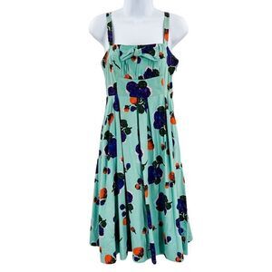 Anthropologie Maeve Floral A-Line Bow Dress Sleeveless
